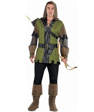 Robin Hood Costume Medieval Green Tunic with Belt, Hand Glove, Leg Socks Bag