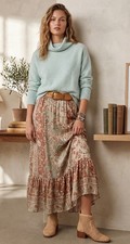 Ann Taylor Sweater XS Sea Green Wool Blend Mock Neck Long Sleeve Knit Boho