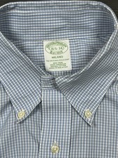 Brooks Brothers Milano Button Down Large Supima Check Non-Iron Dress Shirt New