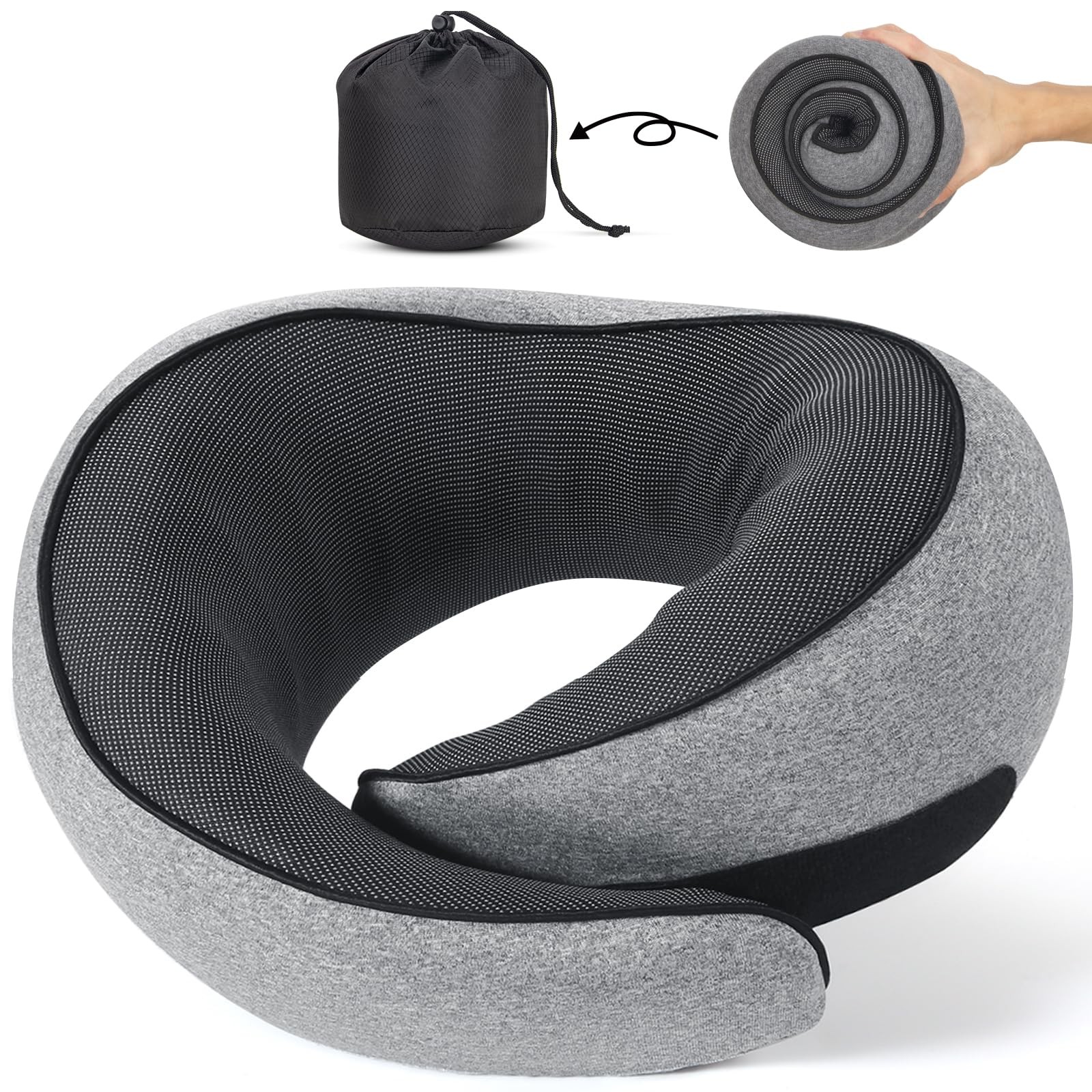 Memory Foam Travel Neck Pillow for Airplanes Cars and Trains-image