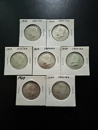 (7) 1969 KENNEDY HALF DOLLARS - 40% Silver / Circulated