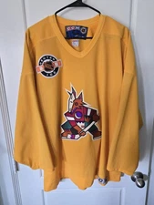 CCM Phoenix Coyotes Yellow Hockey Jersey Mens L Large vtg New NHL Rare Practice