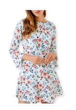 LOFT Floral Bell Sleeve Dress Tie Back White Pink Blue Boho Cottagecore 6