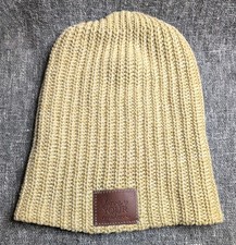 Love Your Melon Beige Knit Beanie Hat Made In USA Chunky Ribbed Winter Cap