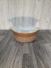 Vintage 70s Pyrex Woodland 475-B Casserole Dish Bowl 2.5  475-C Lid Brown