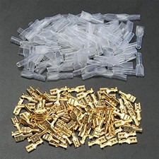 200-Piece Gold-Plated Spade Crimp Terminal Kit 2.8 4.8 0.25 in, Wire Set