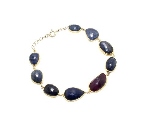 Bracelet Silver Sterling 925 Gold Rhodium Natural Precious Multi Sapphire Stone