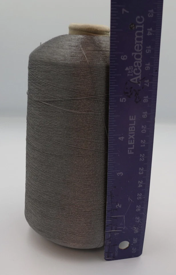 Burkes Mills VTG 80s Brt. Poly Grey Embroidery Thread 135/2 Lg Cone 601grs - Image 3 of 3