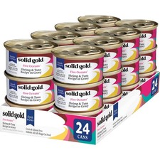 Solid Gold Wet Cat Food Shreds in Gravy - Real Tuna & Shrimp, Grain-Free 24x3oz