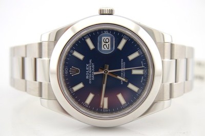 Rolex Datejust II Stainless Steel Blue Index Dial 41mm Watch 116300