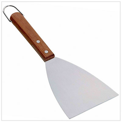 Kuchenprofi Grillspachtel breit aus Edelstahl und Holz