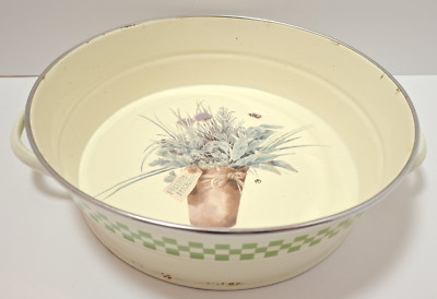 Vintage Hallmark Enameled Metal Deep Tray w/Handles Marjolein Bastin Fresh Herbs