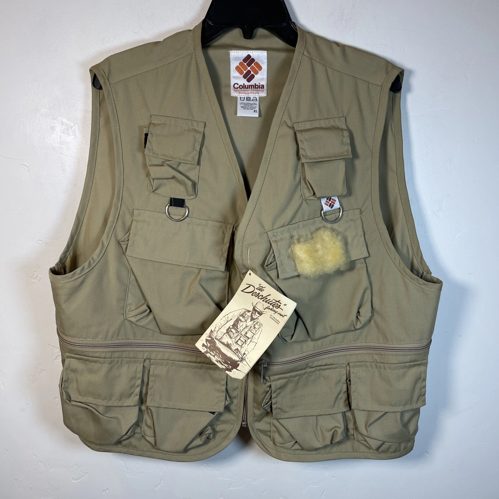 Vintage Columbia Deschutes Vest Mens XL Utility Pockets Fishing Photo Hunt NOS