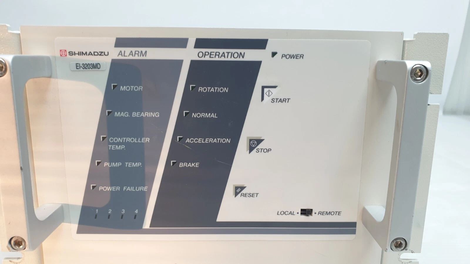 Shimadzu EI-3203MD-A1 front panel with Local / Remote switch and operation lamps