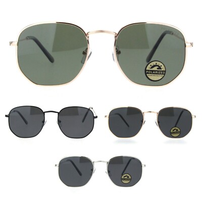 Polarisierte Gläser Herren Rechteckig Metallrand Retro Dad Sonnenbrille
