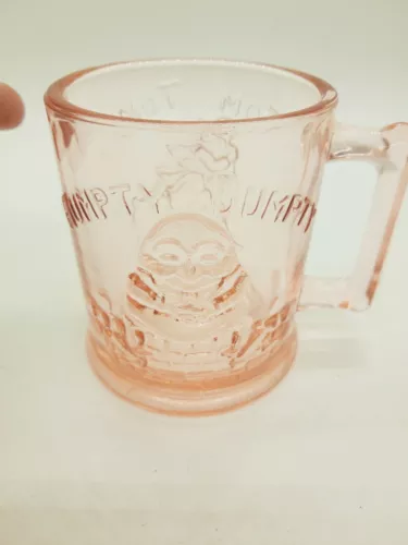 Vintage Pink Tiara Glass Child's Cup Mug Mint Humpty Dumpty 