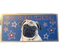 God Bless America Pug Indoor Wood Sign 5"x 10"