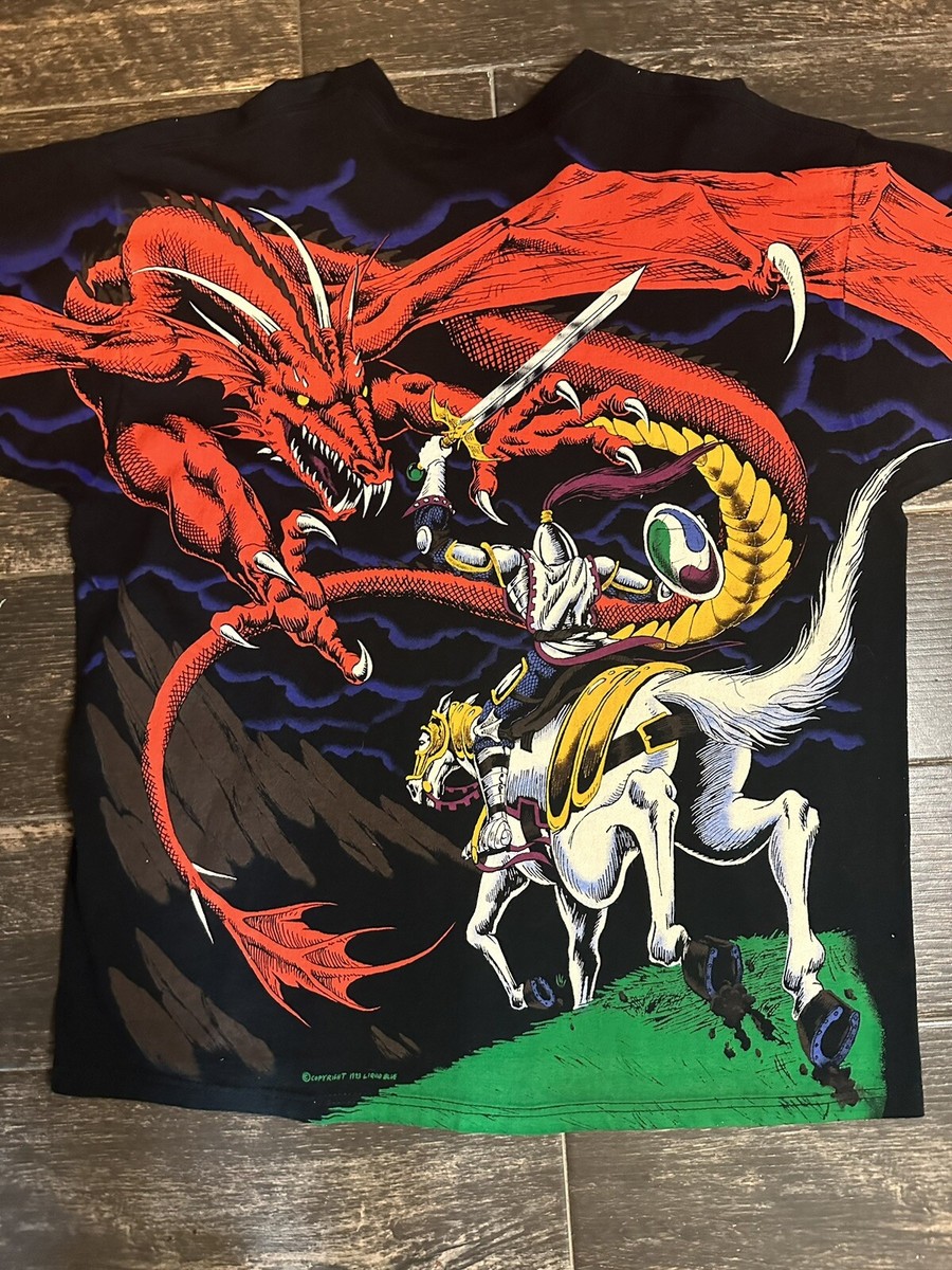 Vintage White liquid blue Tag Dragon AOP -Size Xl -NO FLAWS | eBay