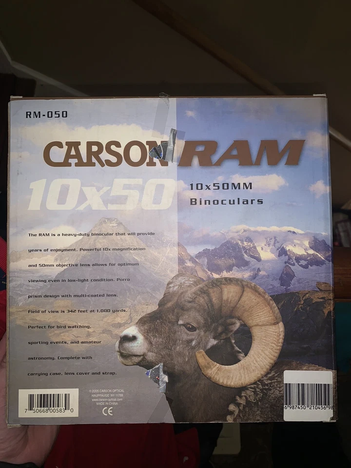 CARSON RAM 10X 50 Porro Prism Binoculars (RM-050) 342ft FOV @ 1000 YDS-NEW! - Image 2 of 4