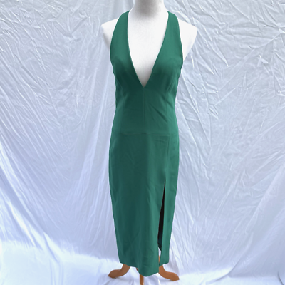 CUSHNIE ET OCHS Cocktail Dress 6 Emerald Green Deep V-Neck Ponte Knit  Silk-Lined | eBay
