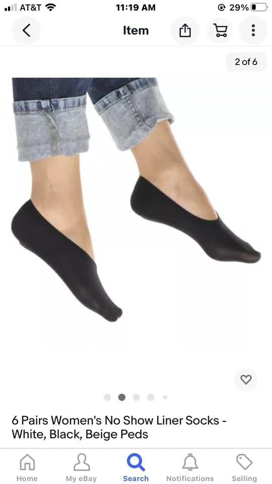 PEDS 6 pares de calcetines forrados para mujer No Show - negros, Peds Foto 3 de 3