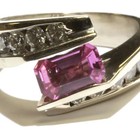 14k White gold .56ct SI2 I diamond Natural pink sapphire ring 9.3g 7 gemstone — photo 3