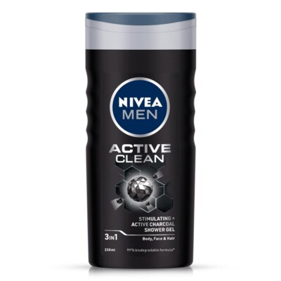 Nivea Men Body Wash Active Clean With Active Charcoal Shower Gel For Body 250ml