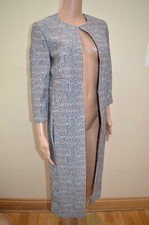 New M&s Best Of British Blue Floral & Spot Long Jacket Coat Sz Uk 10 Rrp £249