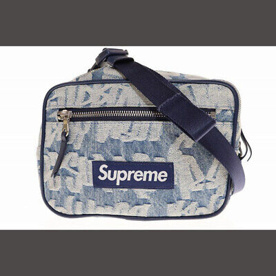SUPREME 22SS Fat Tip Jacquard Denim Waist Bag Blue Used SUPREME 22SS Fat Tip Jacquard Denim Waist Bag Blue Used