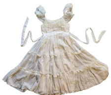 Vintage Gunne Sax White Lace Summer Dress Size 9 Empire Waist Boho 70s 80s