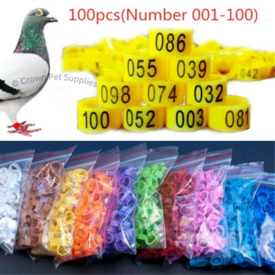 CROWN PET SUPPLIES 100Pcs Clip On 8mm Leg Rings Band Foot For Bird Bantam Chicks Quail Pigeon Doves