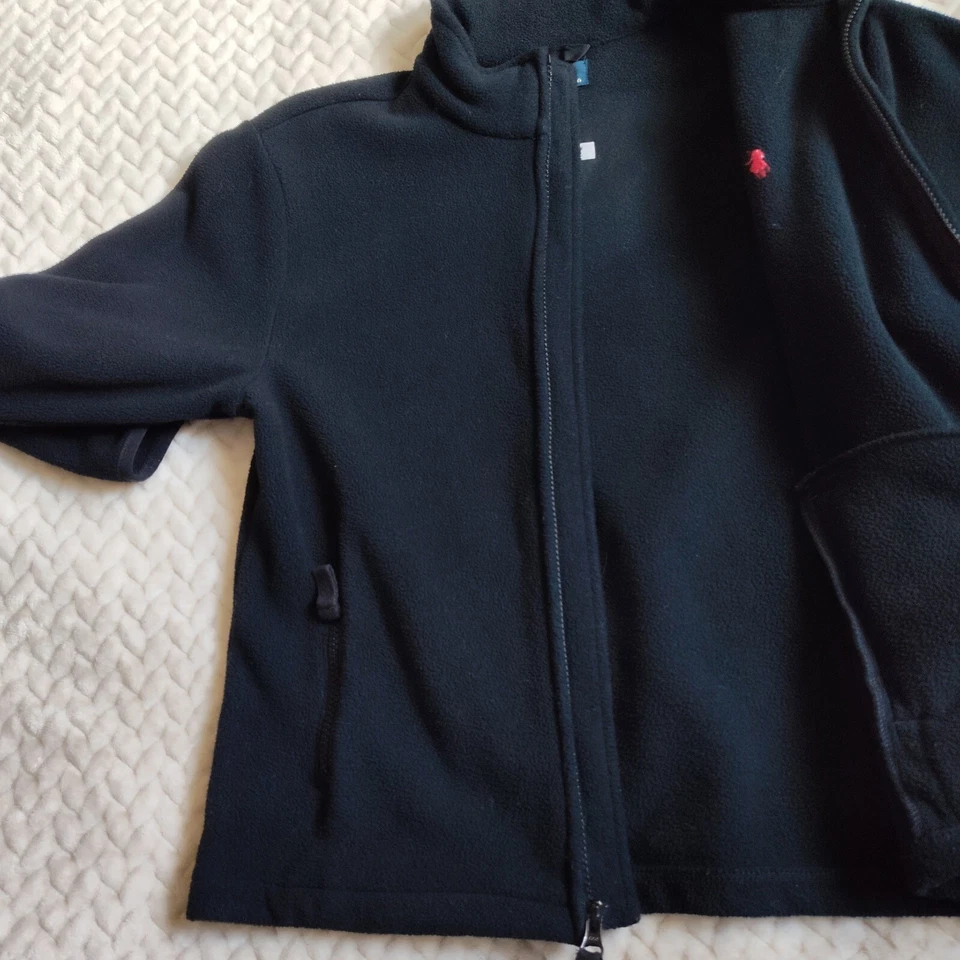 RALPH LAUREN Polo Black Fleece Jacket Full Zip Boy M 10 12 Logo Kid Youth School - Image 3 of 4