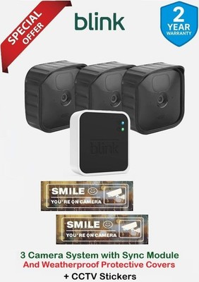 Blink Gen3 Wireless HD Security 3 Kamerasystem, Silikonhüllen, CCTV-Aufkleber