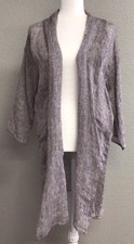 Pure Jill 100 Linen Open Front Cardigan Women s Sz XS Lightweight Brown Duster
