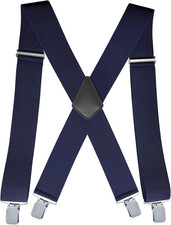 Suspenders for Men Heavy Duty, 2 Inch Wide Adjustable Elastic X Back Suspender