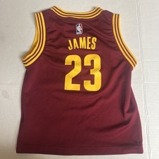 Adidas Cleveland Cavaliers Lebron James Maroon Yellow Jersey Sz Youth Small (4)