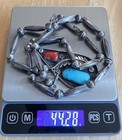 Old Pawn Navajo Sterling Turquoise Coral 2.5” Teardrop Pendant on Pearls Sgd CW — photo 3