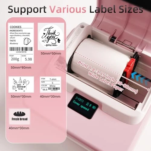 Pink T003 Thermal Label Maker with Tape - 3.15 Inch