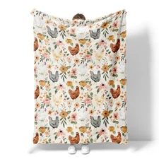 Cute Chicken Print Blanket Gifts for Kids Girls Boys Adults Animals Lovers, F...