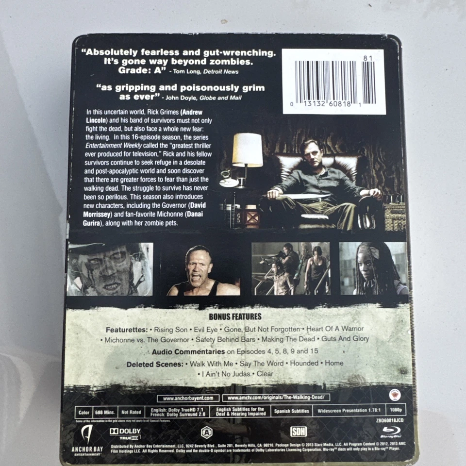 Walking Dead Third Season Used Blu-ray 5-Disc 2013 Target Jumbo Steelbook AMC - Image 3 of 3