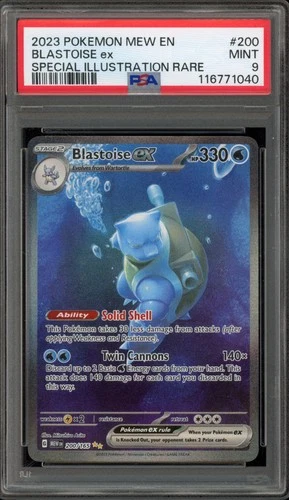 Pokemon Blastoise ex 151 MEW EN Special Illustration Rare #200 PSA 9 Mint