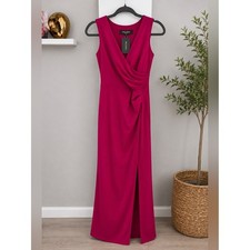 WOOSEA NWT Large Ruched Wrap V Neck Maxi Dress Slit Formal Gown