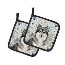 Caroline's Treasures Keeshond Coastal Sea Glass Pair of Potholders WDK7088PTHD