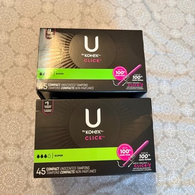 U by Kotex Click Compact Tampons Super Absorbency Unscented 45 Count 2 Pack 45ct