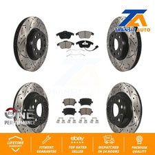 Front Rear Drill Slot Brake Rotors Ceramic Pad Kit For Volkswagen Tiguan Audi Q3