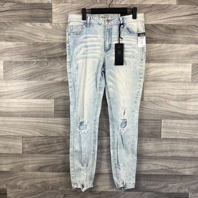 Rue21 Ankle Jeggings Jeans Women's Size 10 Blue Denim Curvy Mid Rise Distressed
