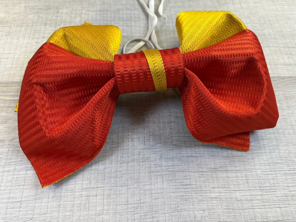 Kimono tradicional japonés Obi arco preatado rojo amarillo vintage para mujer 2 piezas Foto 4 de 4