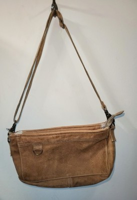 Vintage Myra Bag Tan Suede Leather Shoulder Crossbody Purse Western Boho Style