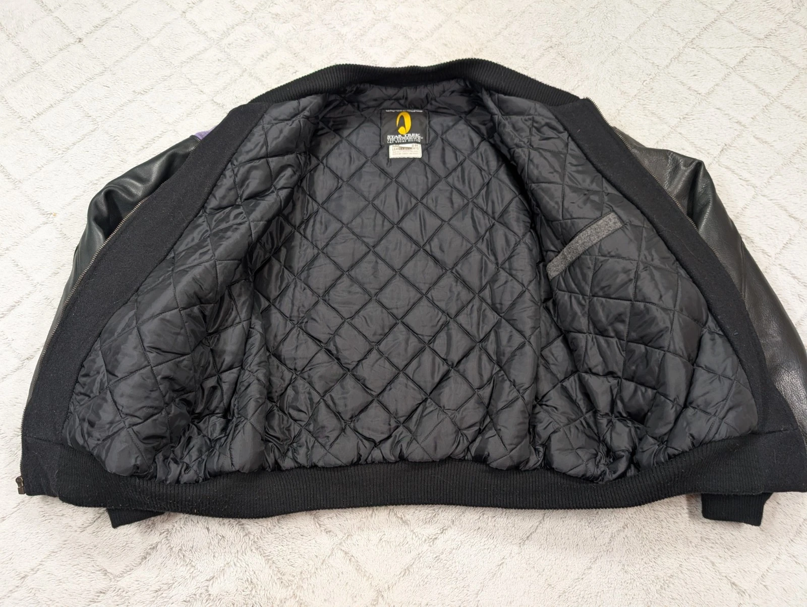 Vintage Star Trek Jacket Men XL Black Federation Of Planets Varsity Wool Leather - product detail image 5