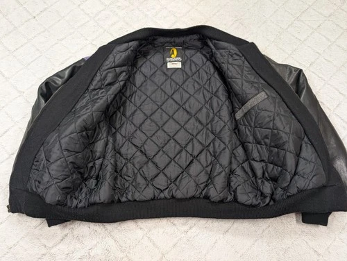 Vintage Star Trek Jacket Men XL Black Federation Of Planets Varsity Wool Leather image 5